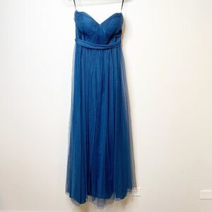 Jenny Yoo Dress Womens 2 Blue Strapless Tie Waist Annabelle Bridesmaid Gown